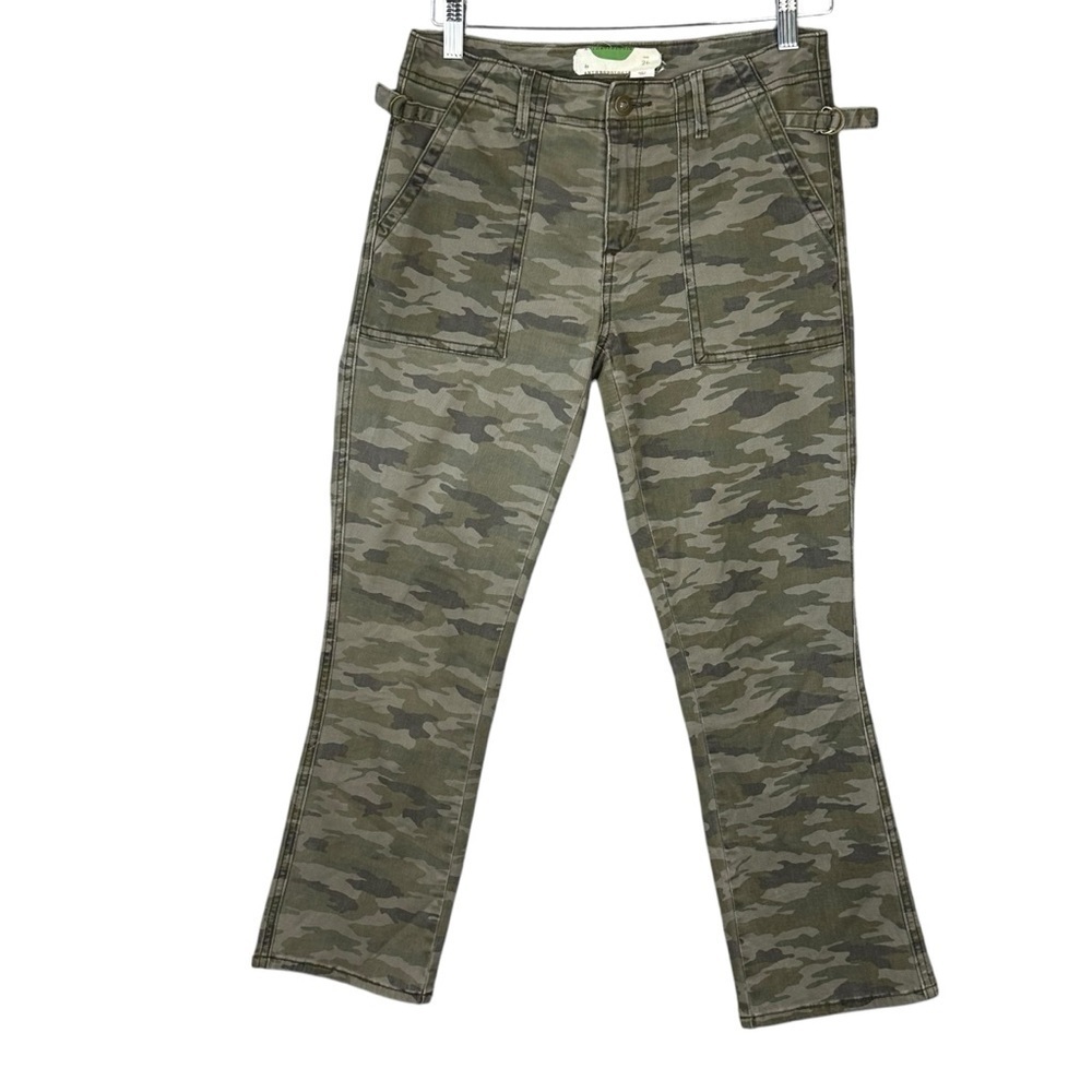 Anthropologie Camo Crop  Utility Pant Sz 26 Women Army Adjustable Green capri